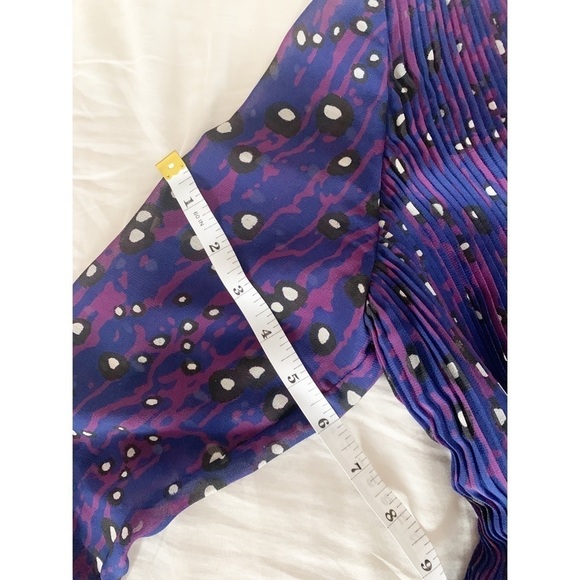 Carven Women’s Georgette‎ Pleated Violet Cocktail Dress Ruffle Hem Size 38/8 US - Picture 14 of 16